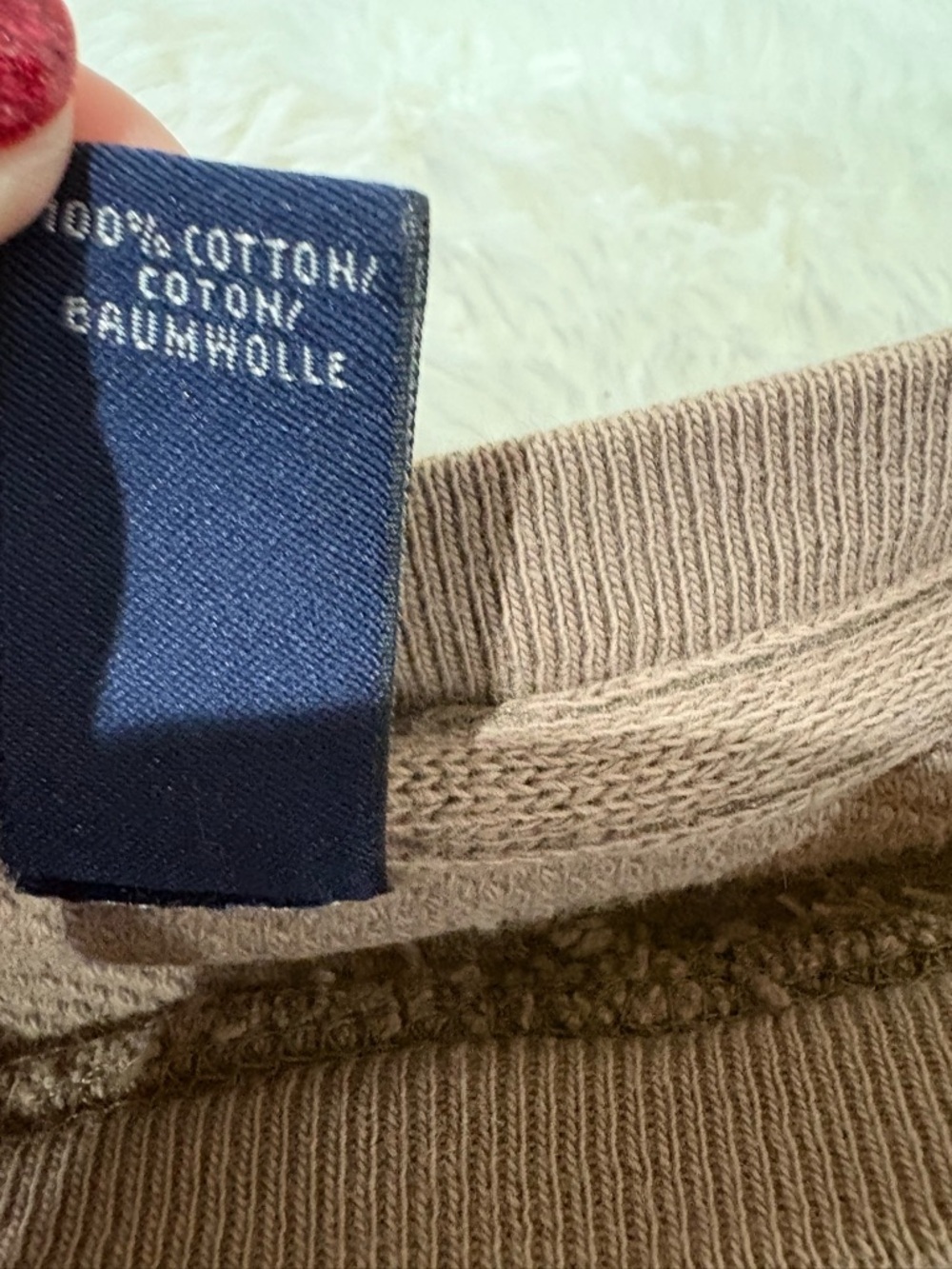 Lands' End Men's Crewneck Sweatshirt in Camel Coastal Fisherman - Picture 8 of 8